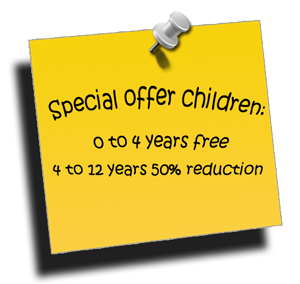 Offerte speciali bambini:0-4anni gratis, 4-12anni sconto50%